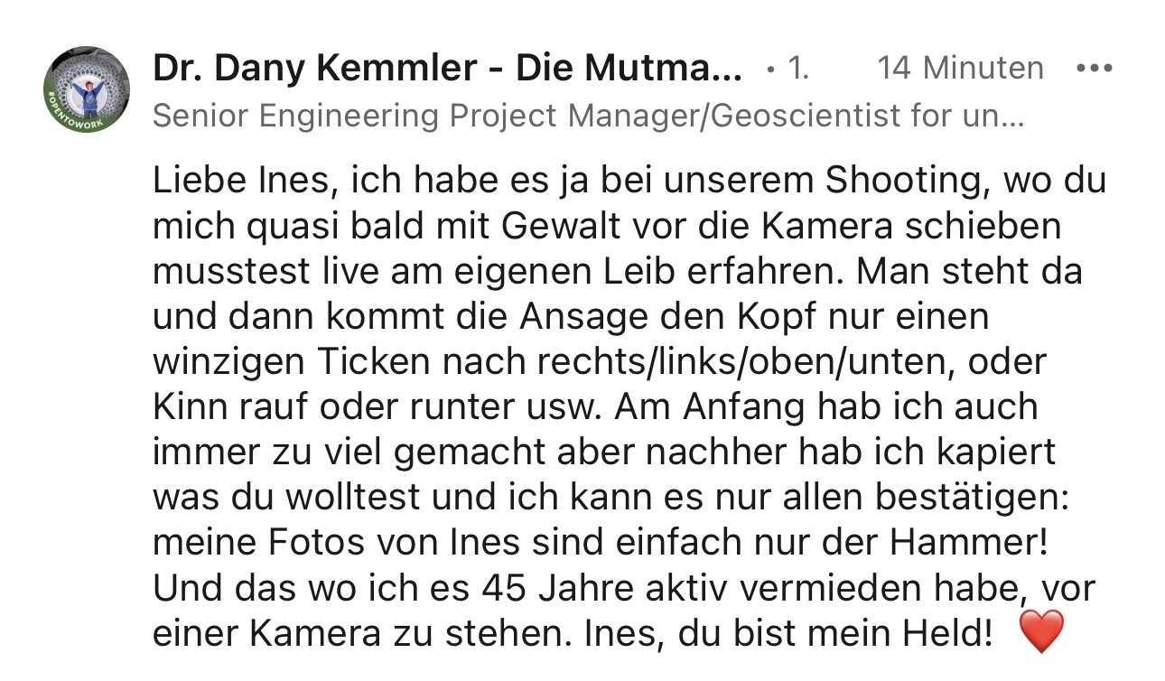 „Meine Fotos von Ines sind einfach nur der Hammer! Ines, du bist mein Held!“